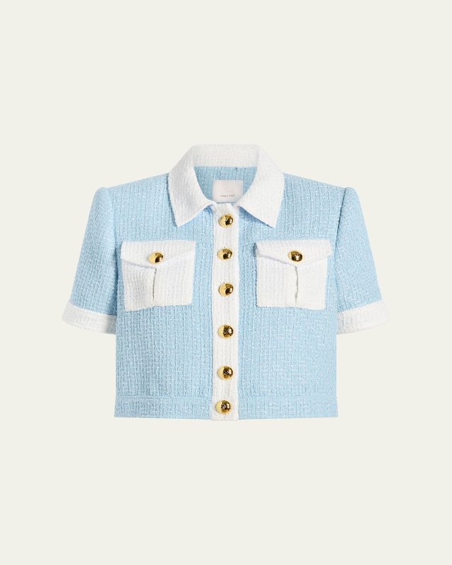 Nissy Short-Sleeve Tweed Jacket